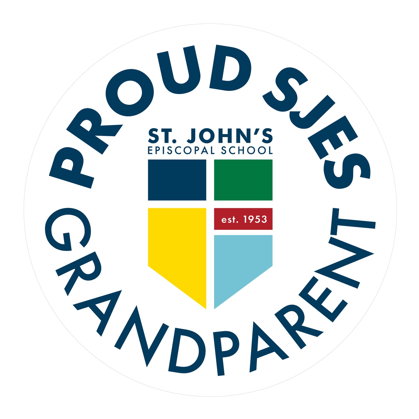ST. JOHN'S PROUD GRANDPARENT ROUND STICKER